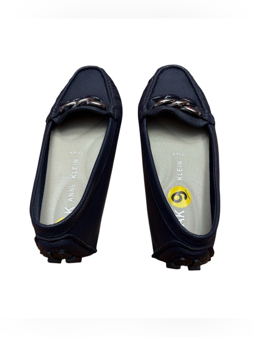 NEW Anne Klein, Flex Vegan Driver Loafers Navy Chain Detail, Comfort Slip-On, 9M - Picture 5 of 11